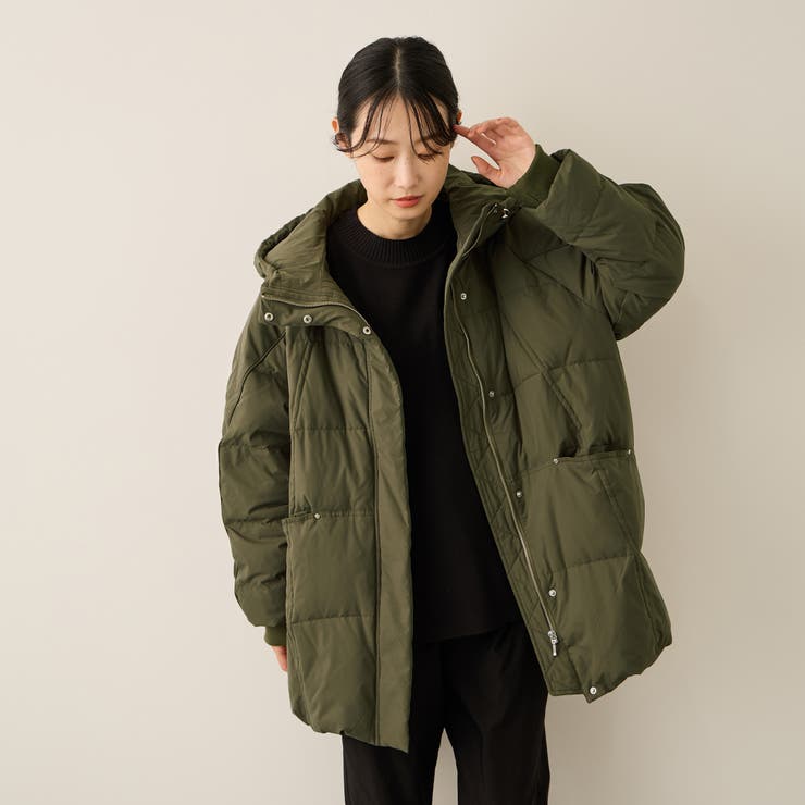 カーキ | ストレッチフードピュアダウンミドルコート | ketty