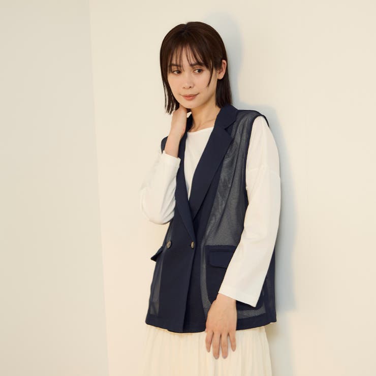 ネイビー | グリッティメッシュダブルベスト | ketty
