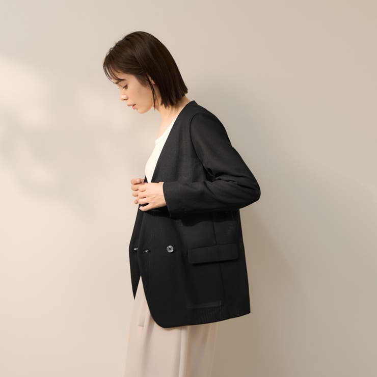 グリッディメッシュノーカラージャケット | ketty | 詳細画像3 