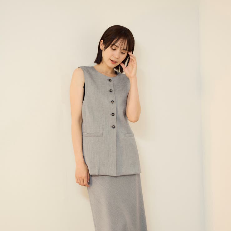 リネン調シャークロングジレ | ketty | 詳細画像5 