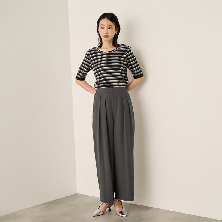 ランダムリブボーダーハーフスリーブカットソー≪手洗い可能≫ | ketty | 詳細画像11 