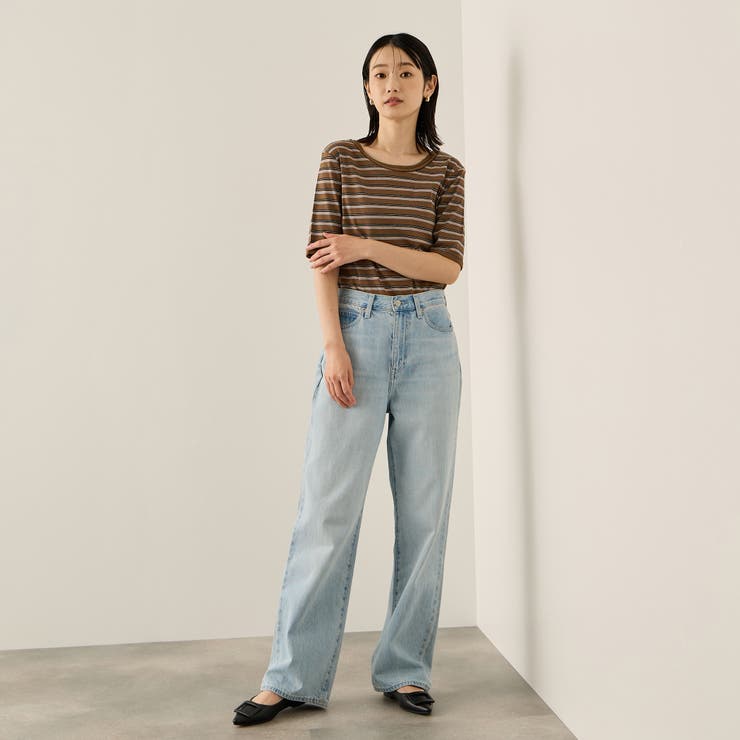 ランダムリブボーダーハーフスリーブカットソー≪手洗い可能≫ | ketty | 詳細画像7 