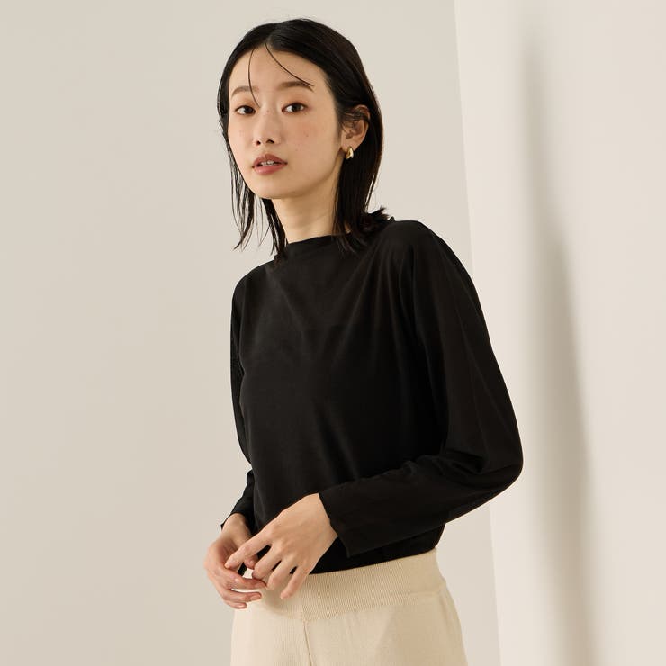 ブラック | ボトルネックセミシアーカットソー≪手洗い可能≫ | ketty