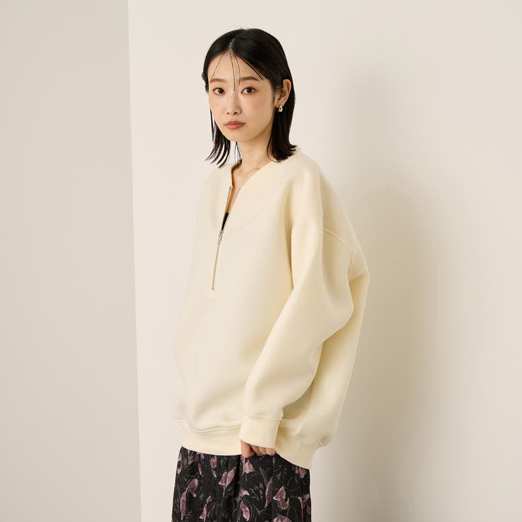 オフホワイト | ソフトダンボールハーフZIPプルオーバー≪手洗い可能≫ | ketty
