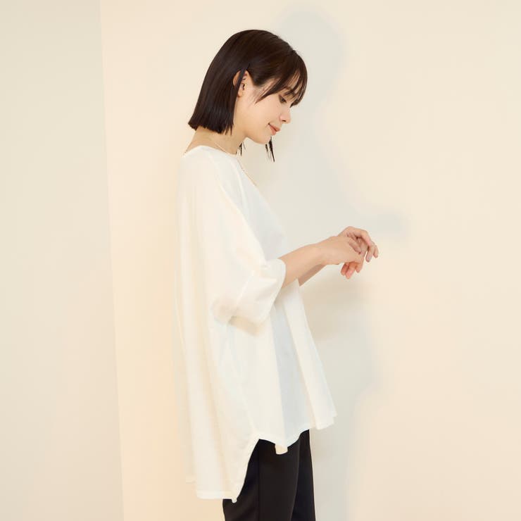 オフホワイト | 【機能するミニマル服】ポンチョTシャツ | ketty