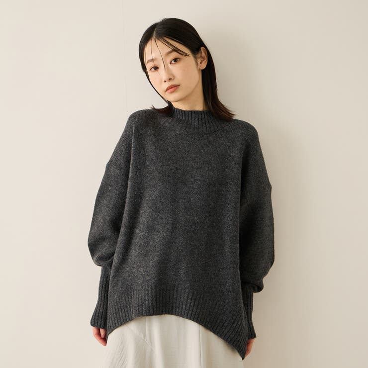 ダークグレー | ヤクライクモックネックニットプルオーバー | ketty