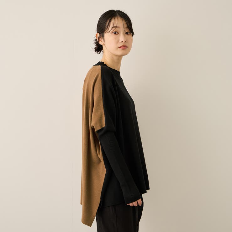ブラック | バイカラードルマンニットプルオーバー≪手洗い可能≫ | ketty