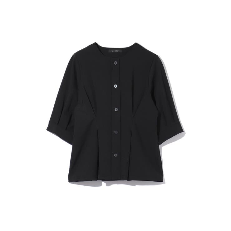 ブラック | CICA配合サークルストレッチブラウス≪セットアップ対応/洗濯機で洗える≫ | ketty