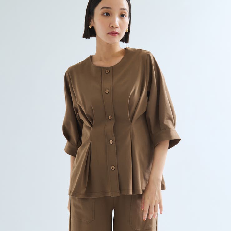 ブラウン | CICA配合サークルストレッチブラウス≪セットアップ対応/洗濯機で洗える≫ | ketty