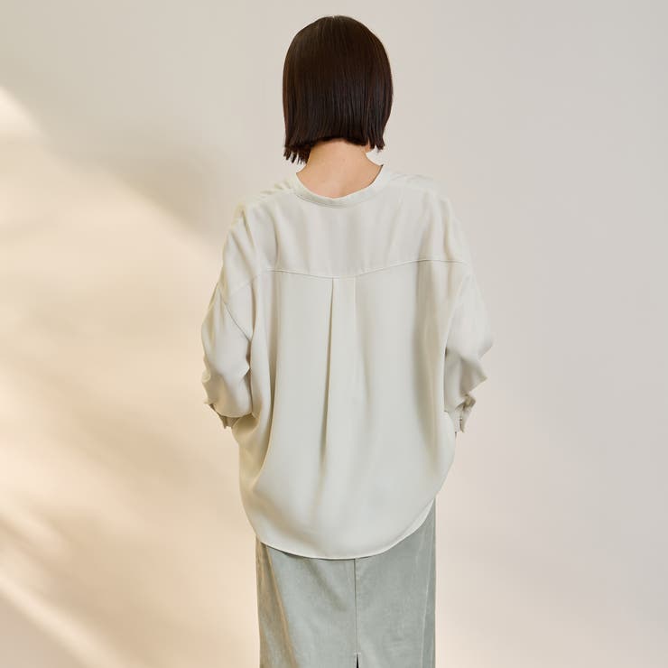 ダブルバックサテンキーネックブラウス≪手洗い可能≫ | ketty | 詳細画像4 