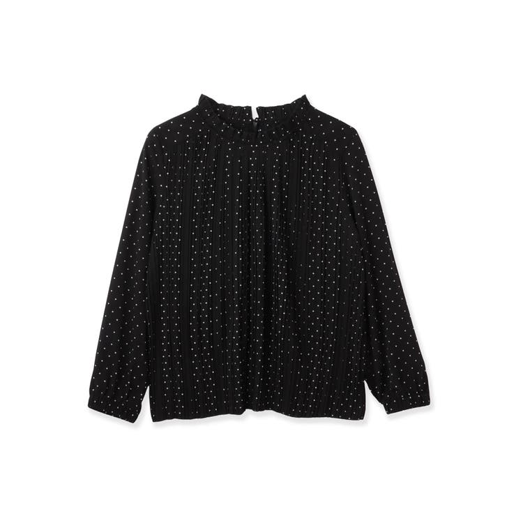 ブラック系その他 | ライトデシンドットフリルネックブラウス | ketty