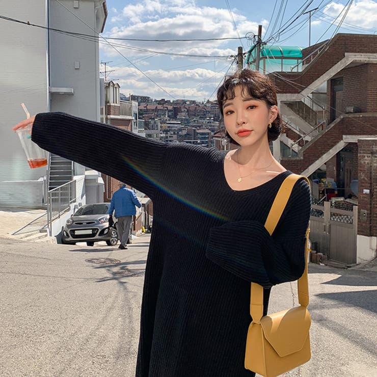 ブイハッチニットロングワンピース P000cicp 韓国 品番 Pagw Onny Shop オンニショップ のレディースファッション通販 Shoplist ショップリスト