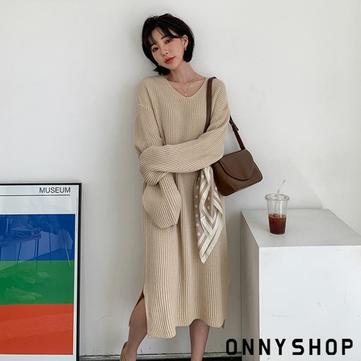 ブイハッチニットロングワンピース P000cicp 韓国 品番 Pagw Onny Shop オンニショップ のレディースファッション通販 Shoplist ショップリスト