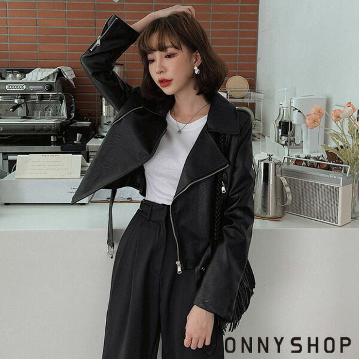 セミクロップライダースジャケット P000clom 韓国 品番 Pagw Onny Shop オンニショップ のレディースファッション 通販 Shoplist ショップリスト
