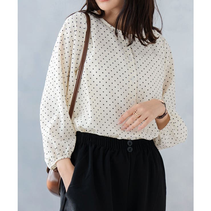 ドット柄ブラウス レディース トップス[品番：SHUK0001946]｜SHUSHU