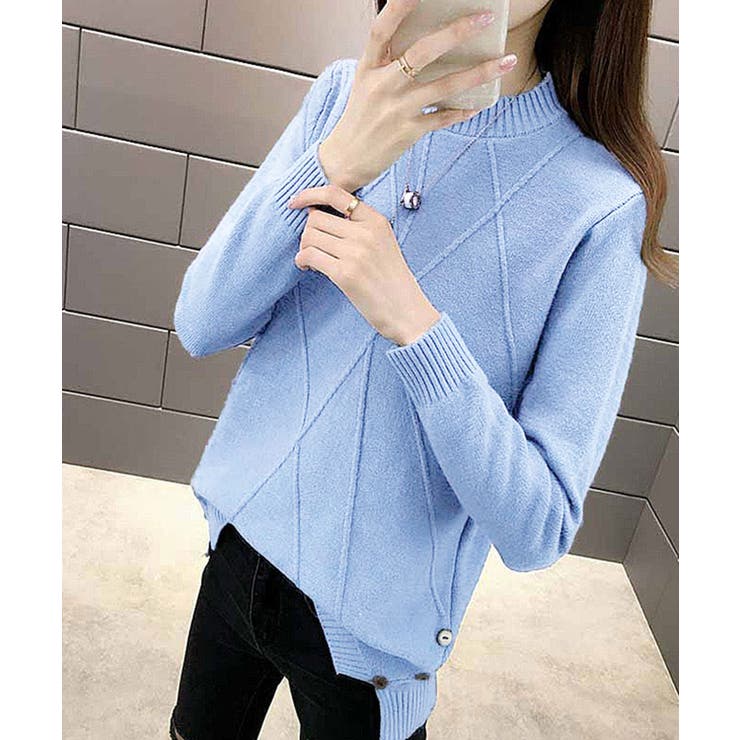 ブルー | プチハイネックニット レディース トップス | SHUSHU