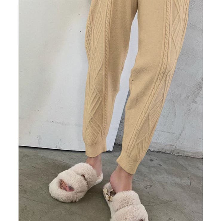 ケーブルニットパンツ テーパードパンツ レディース | SHUSHU | 詳細画像1 