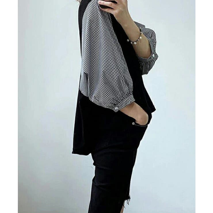 レディース 切替七分丈袖 Tシャツ | SHUSHU | 詳細画像1 