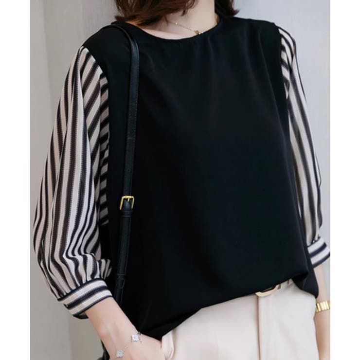 レディース 切替七分丈袖 Tシャツ | SHUSHU | 詳細画像4 