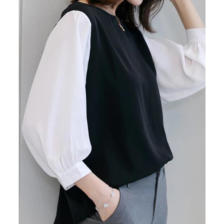 レディース 切替七分丈袖 Tシャツ | SHUSHU | 詳細画像8 