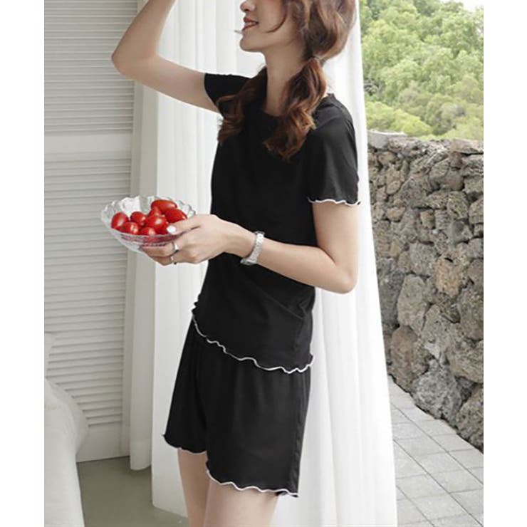 ブラック | 上下セットアップルームウェア レディース トップス | SHUSHU