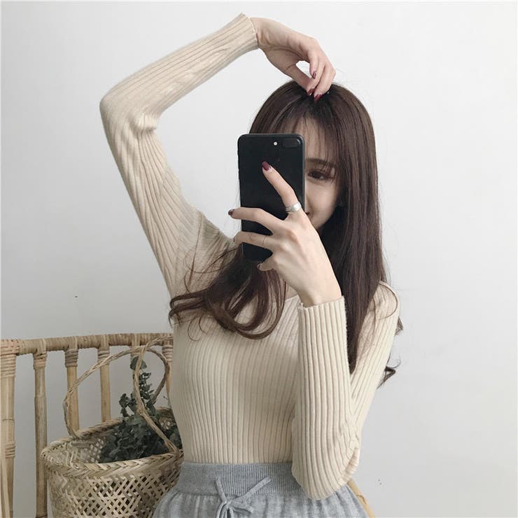 Vネックタイトリブニットソー レディース トップス | SHUSHU | 詳細画像1 