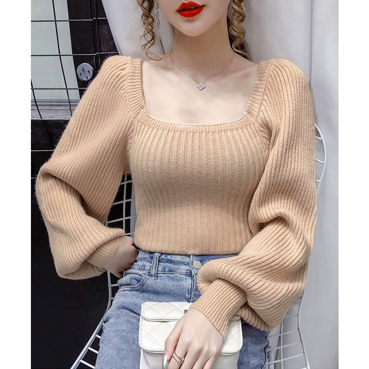 Uネックバルーンスリーブニット レディース トップス | SHUSHU | 詳細画像4 