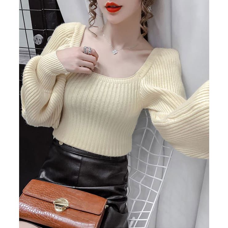 Uネックバルーンスリーブニット レディース トップス | SHUSHU | 詳細画像6 