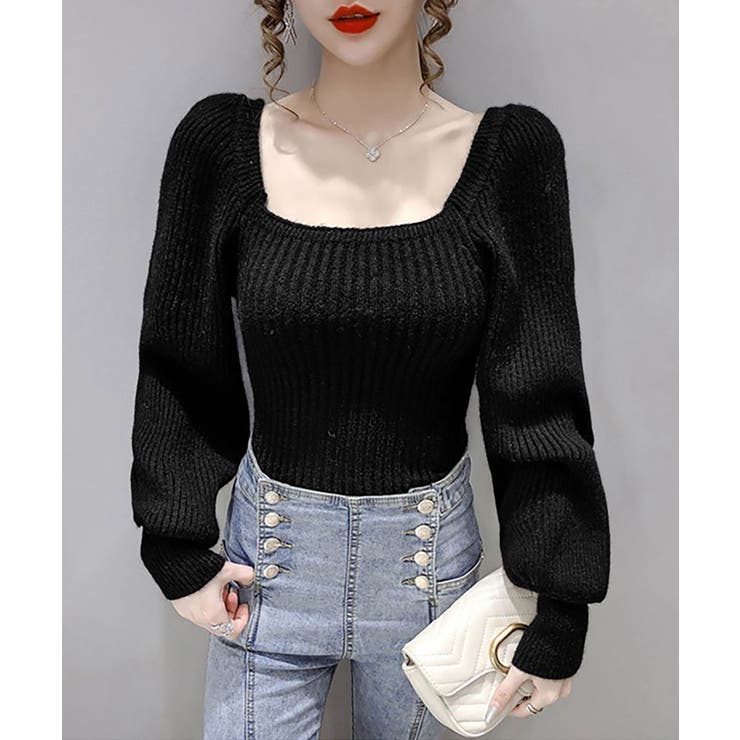 Uネックバルーンスリーブニット レディース トップス | SHUSHU | 詳細画像2 