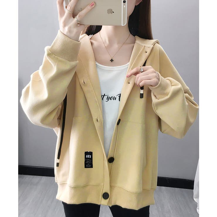 前ボタンバックデザイン薄手スエットパーカー レディース トップス | SHUSHU | 詳細画像8 