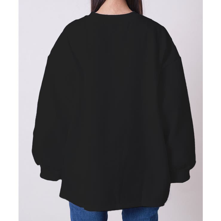 ブラック | 裏起毛ドロップショルダートレーナー レディース トップス | SHUSHU