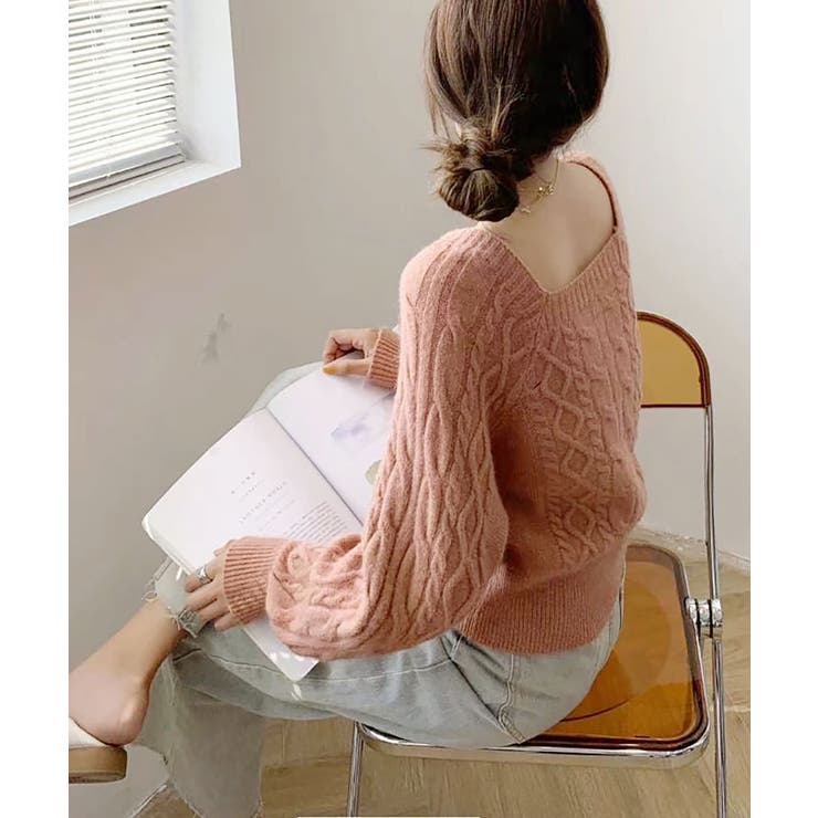 スクエアネックケーブルニット レディース セーター | SHUSHU | 詳細画像2 