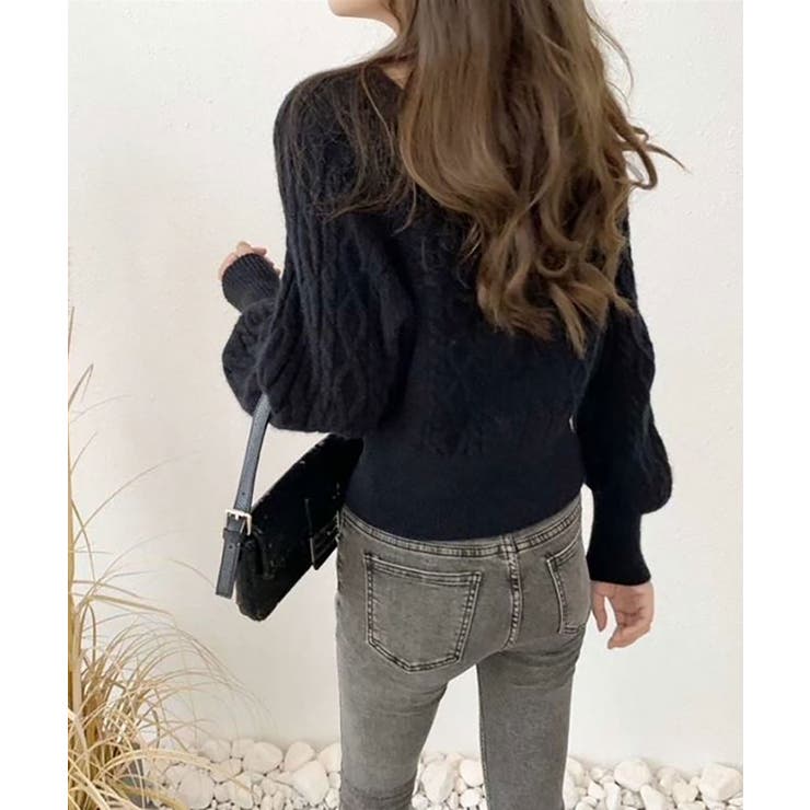 スクエアネックケーブルニット レディース セーター | SHUSHU | 詳細画像3 