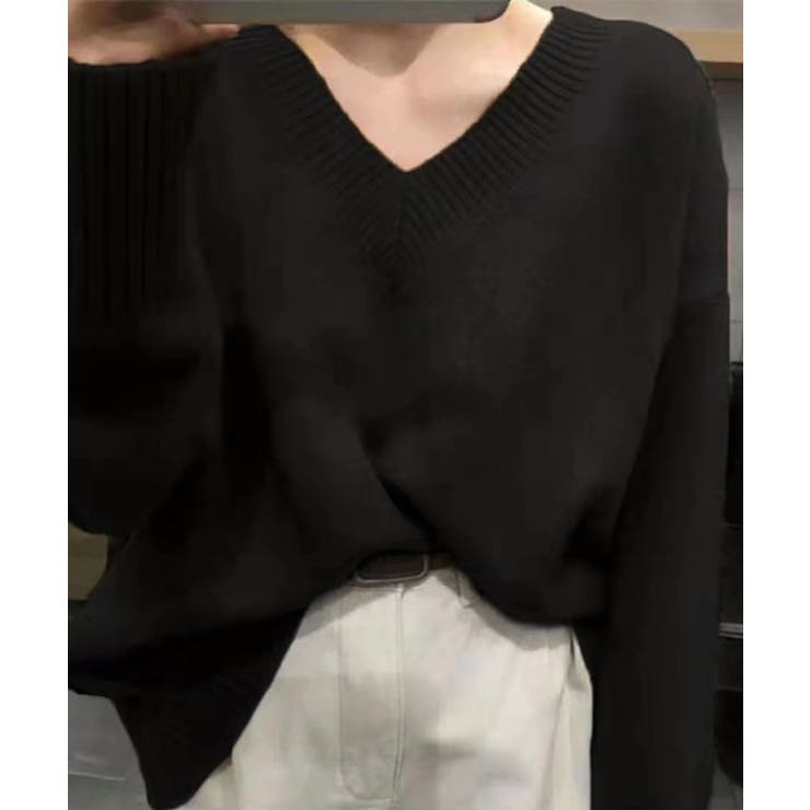 Vネックサイドスリットニット レディース トップス | SHUSHU | 詳細画像2 