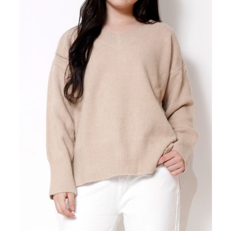Vネックサイドスリットニット レディース トップス | SHUSHU | 詳細画像8 