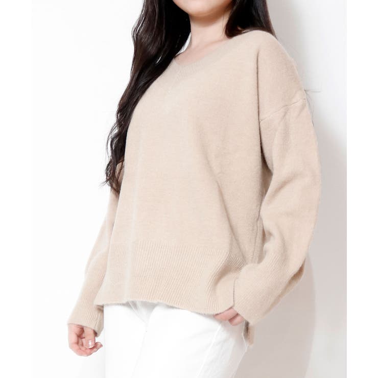 Vネックサイドスリットニット レディース トップス | SHUSHU | 詳細画像9 