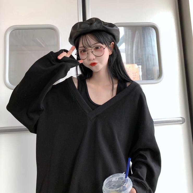 インナータンクトップ付きVネックカットソー レディース トップス | SHUSHU | 詳細画像6 