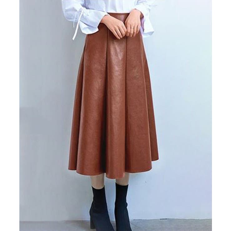 ブラウン | フェイクレザーロングスカート レディース ボトムス | SHUSHU