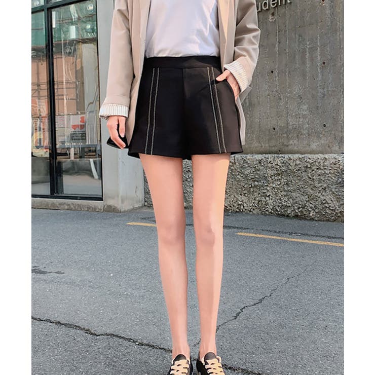 ブラック | ショートパンツ ハイウエスト パンツ | SHUSHU