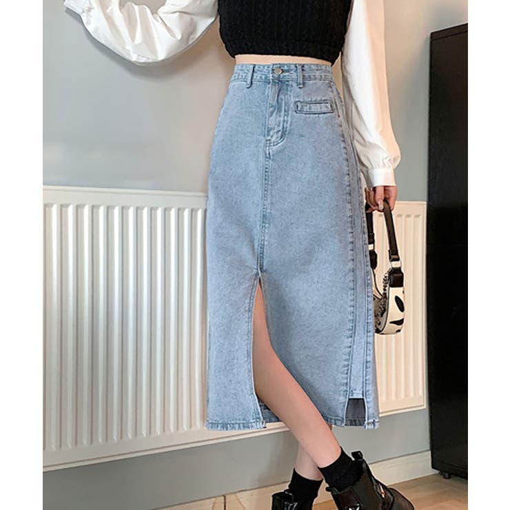 デニムスカート スリット入り ミモレ丈 | SHUSHU | 詳細画像2 