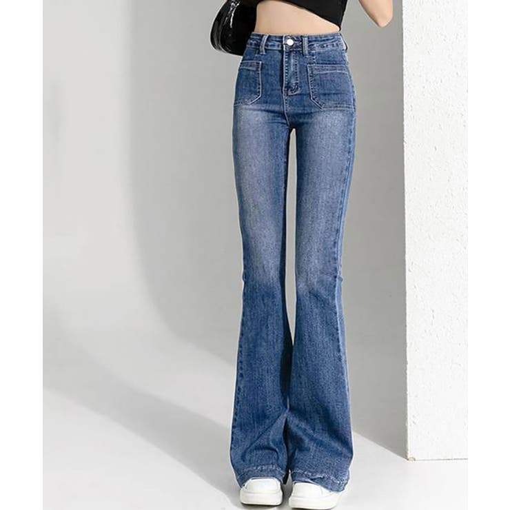 フレアデニムパンツ ハイウエスト 韓国風 | SHUSHU | 詳細画像1 