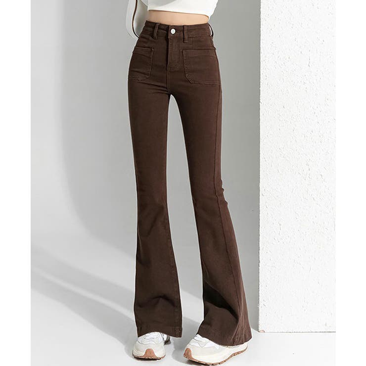 ブラウン | フレアデニムパンツ ハイウエスト 韓国風 | SHUSHU