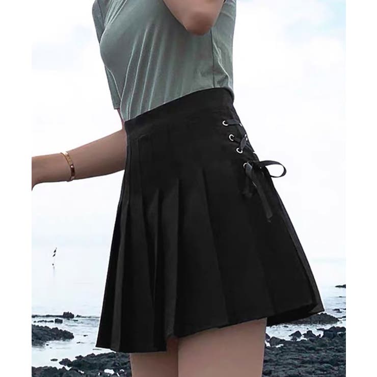 Aライン プリーツスカート レースアップ | SHUSHU | 詳細画像1 