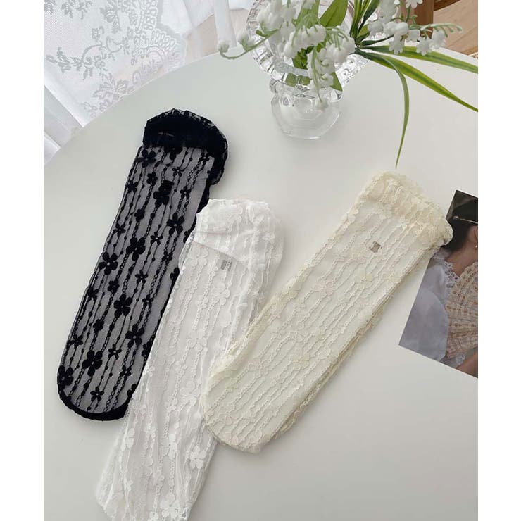 シースルーソックス 花柄レース 女性用 | SHUSHU | 詳細画像6 