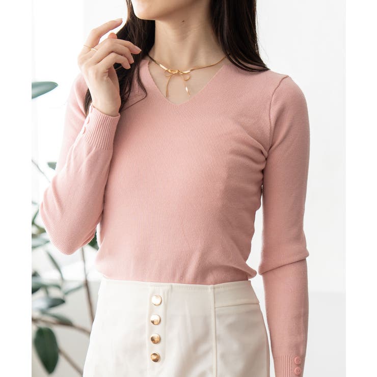 ピンク | Vネックニット レディース トップス | SHUSHU