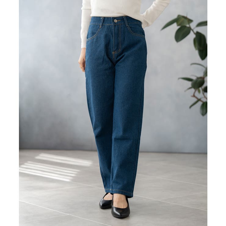 ブルー | デニムロングパンツ レディース ボトムス | SHUSHU