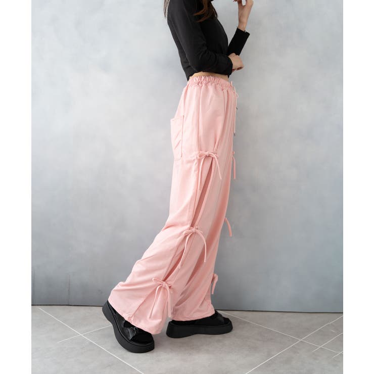 ピンク | サイドリボンスウェットパンツ | SHUSHU