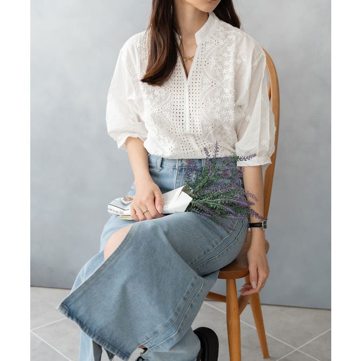 デニムスカート スリット入り ミモレ丈 | SHUSHU | 詳細画像15 