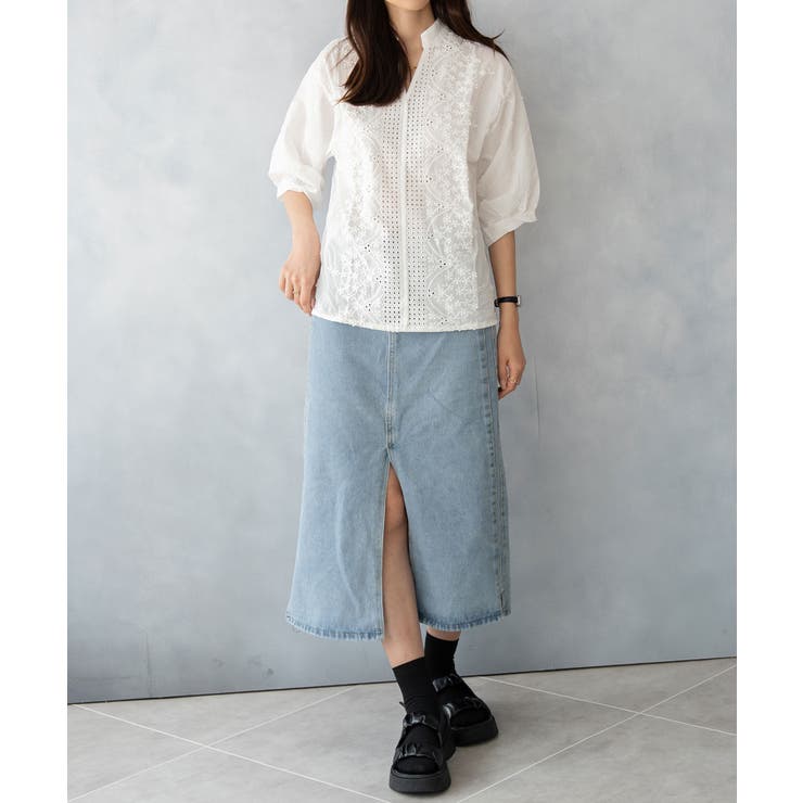 デニムスカート スリット入り ミモレ丈 | SHUSHU | 詳細画像11 