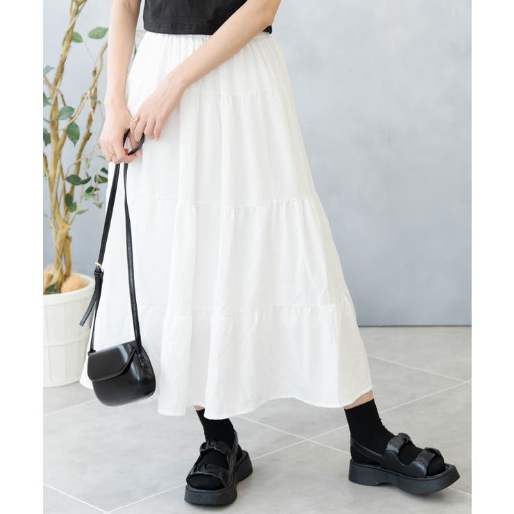 ホワイト | ティアード ロングスカート | SHUSHU